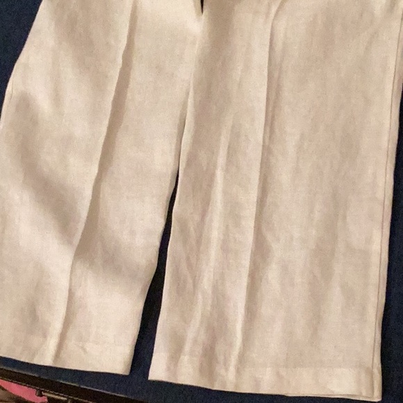 NWT LISBETH white elastic waist band flat front linen pants # S. - Picture 8 of 11